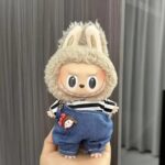 Striped Denim Outfit with Pendant for Labubu Figure – Casual Doll Edition