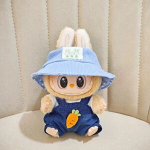 Carrot Denim Outfit for Labubu Figure – Light Blue Bucket Hat Edition
